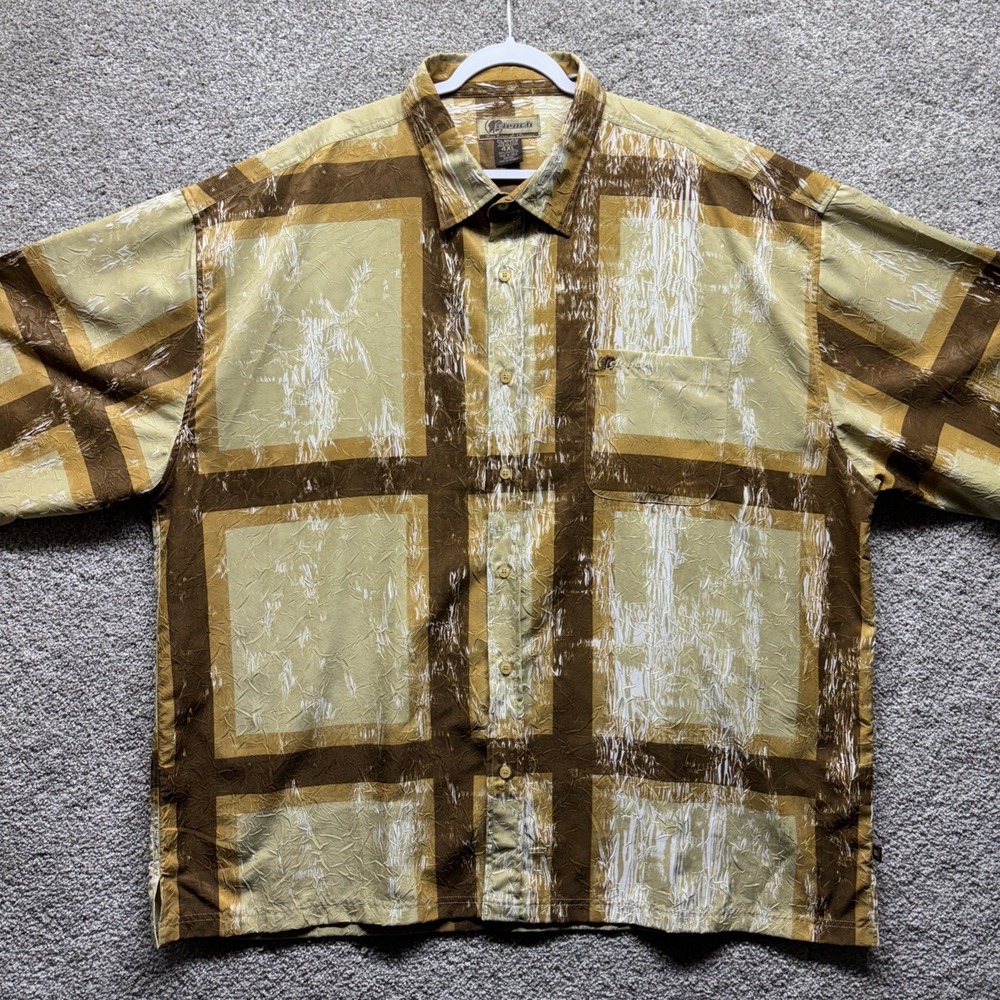 Clench Jeans Five Boroughs Mens 4XL Button Shirt Vintage Plaid Check Crinkled